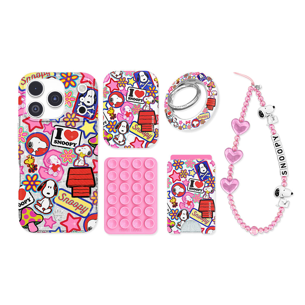 Snoopy Patchwork Glitter iPhone Bundle Set