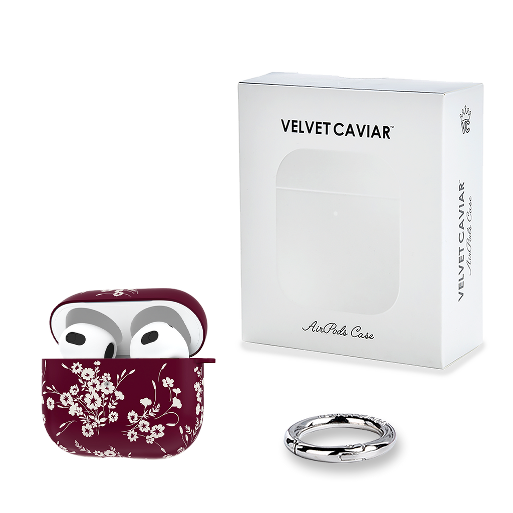 French Burgundy Floral AirPod Case