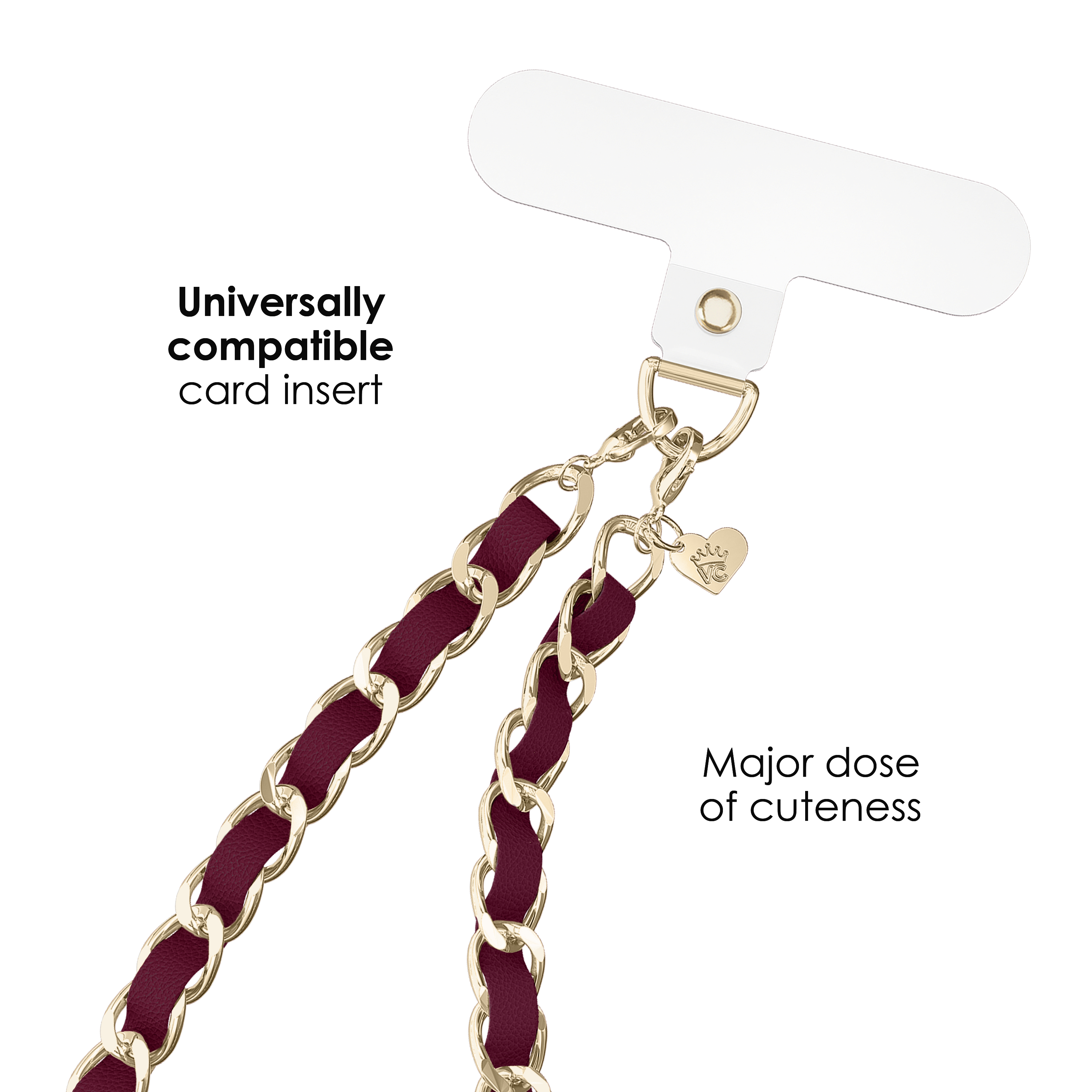 Burgundy Leather Chain Phone Charm