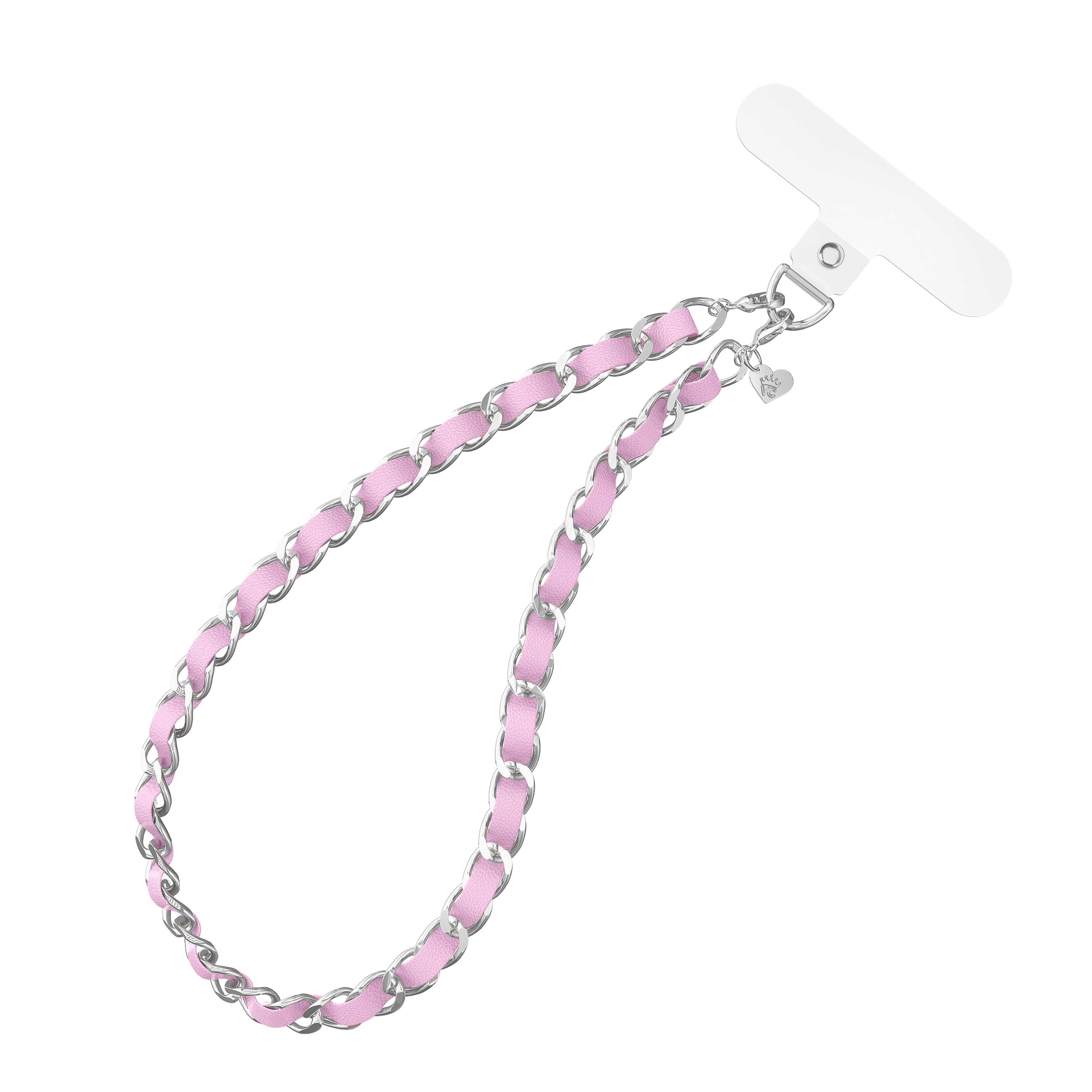 Pink Leather Chain Phone Charm